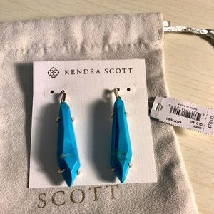 Kendra Scott Grey Earrings in Gold/Aqua Howlite.